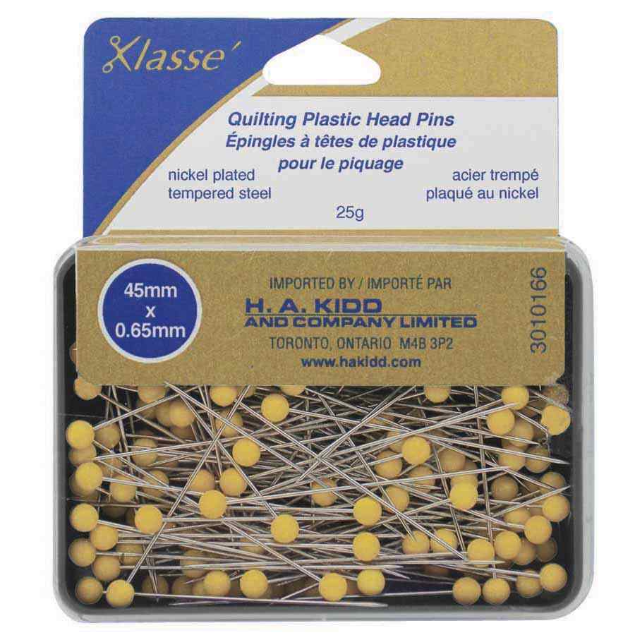 Épingles à tête en plastique jaune 45mm