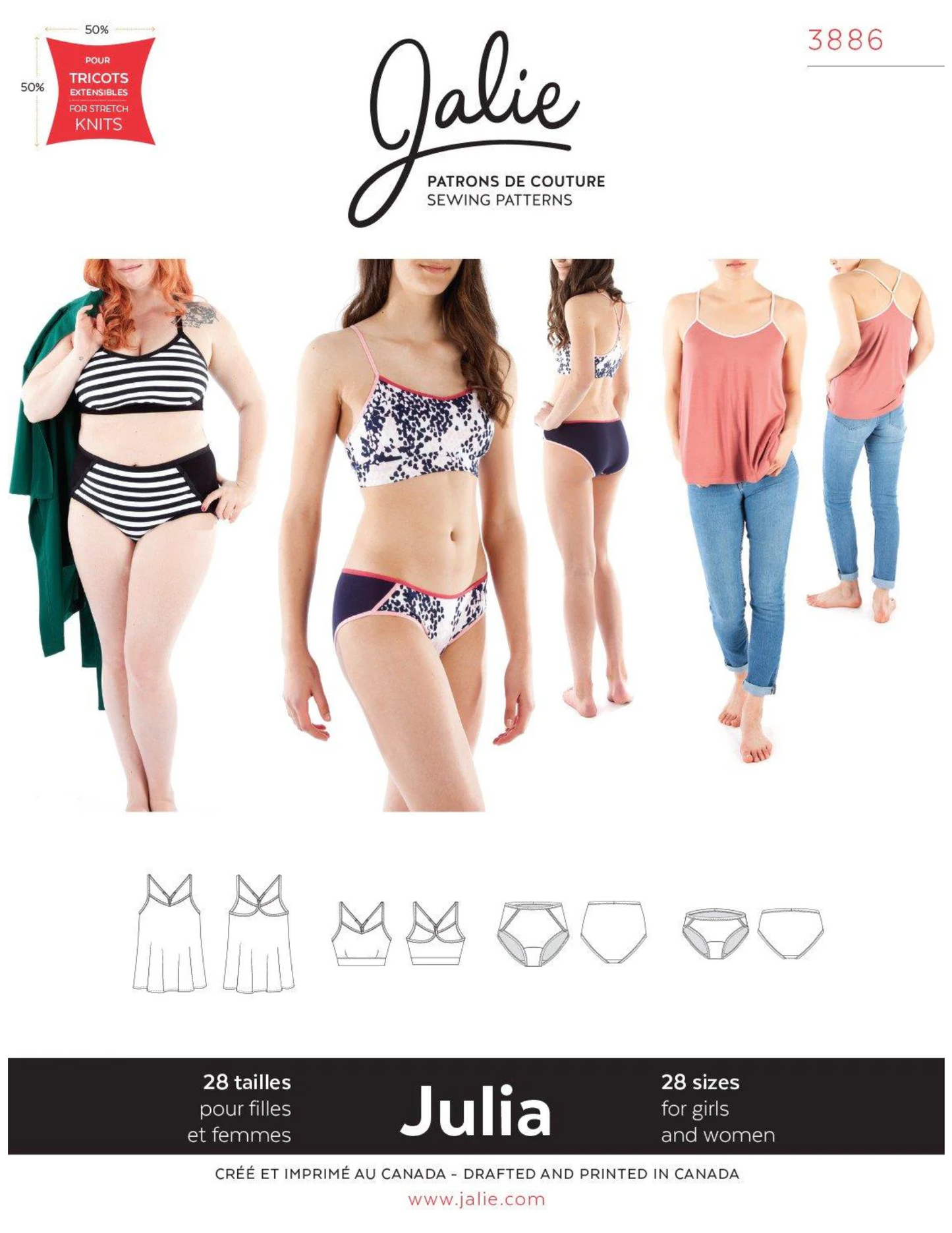 Haut à bretelles fines, soutien-gorge et culotte Julia 3886