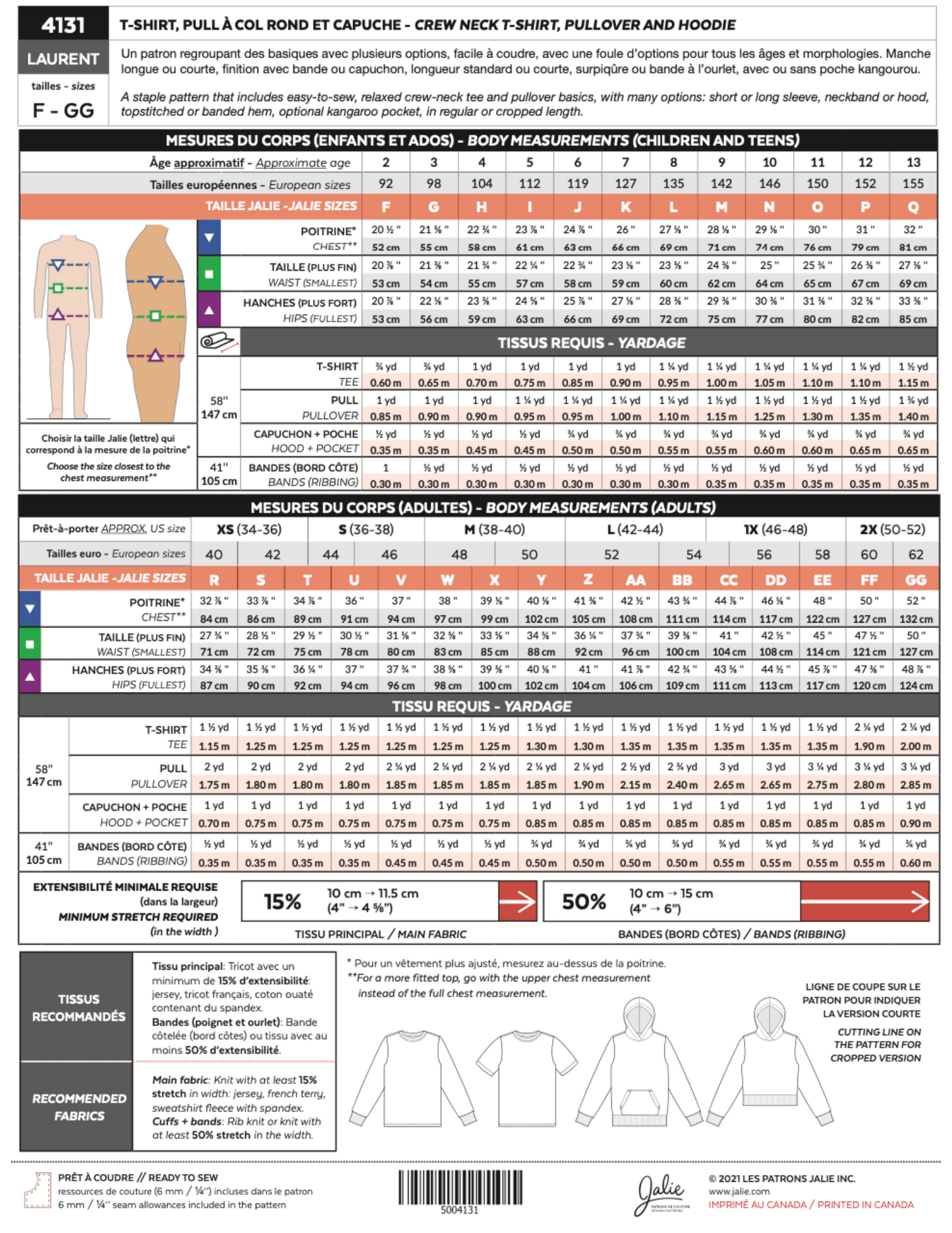 4131 - T-shirt, pull à col rond et capuche Laurent