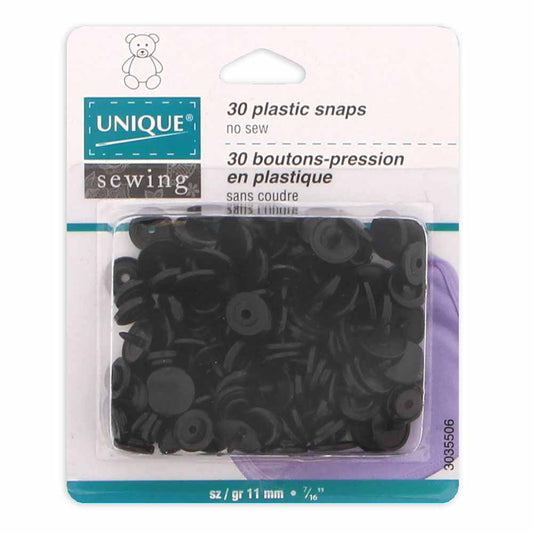 Boutons-pression - noir no 2 / 11mm (3⁄8″) - 30 paires