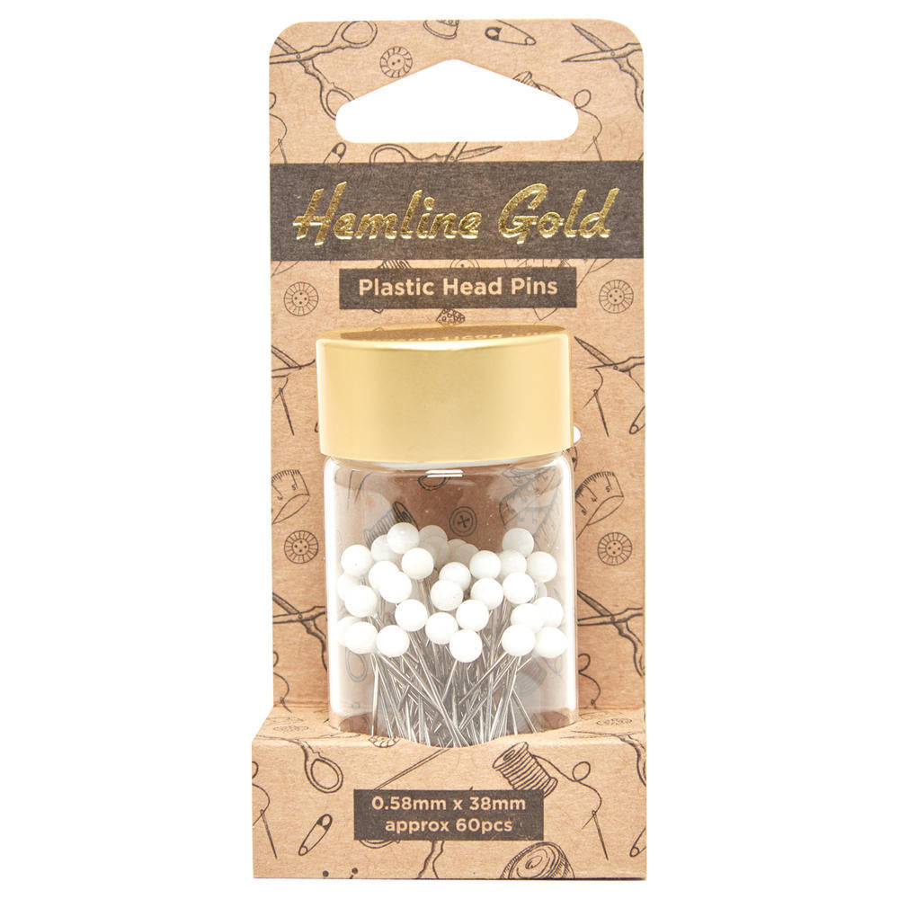 Épingles à tête de plastique blanche (60) - Hemline Gold